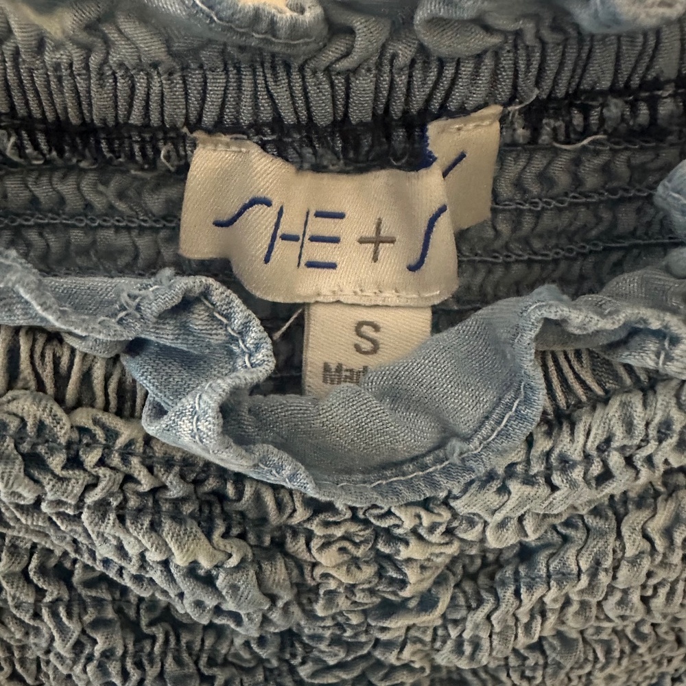 She + Sky Denim Halter Top, Size Small - Picture 2 of 3